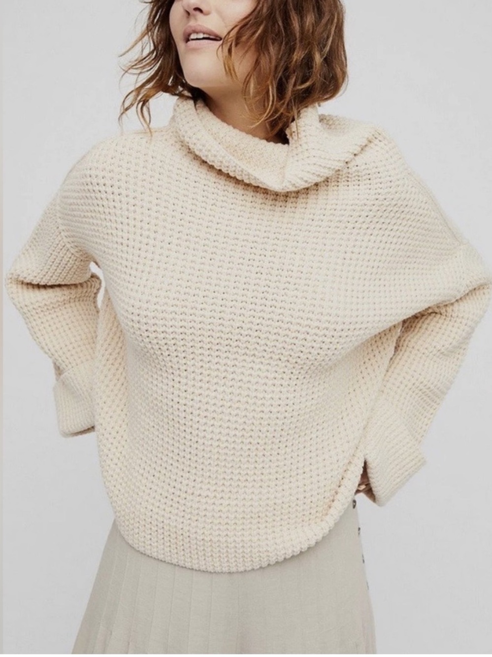 NWT Free People Park City Pullover Chunky Knit Sweater in Ivory